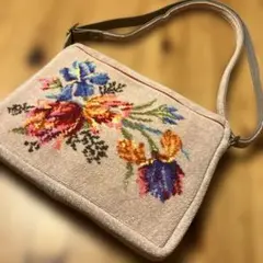 FEILER ショルダーバッグ　花柄　ドイツ製シュニール織 ピンク　美品のサムネイル