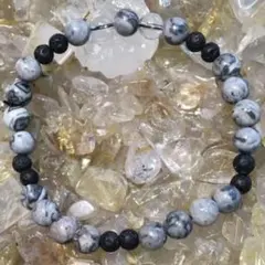 フォーティフィケーションアゲート&ラバー溶岩ブレスレット　天然石ブレスレット
