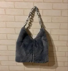 LAKOLE グレー 柔らかいファーショルダーバッグ