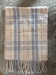 チェック柄フリンジマフラー