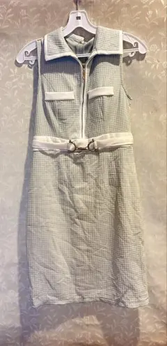 dAZZY グリーンチェック ノースリーブワンピース