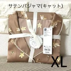 GU サテンパジャマ(半袖&ショートパンツ)(キャット)XL