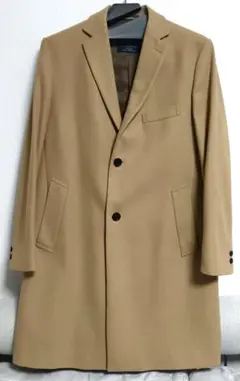 【ほぼ未使用美品】ベージュ チェスターコート 二つボタン　サイズL