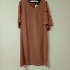 You color ブラウン レース袖 ドレス M