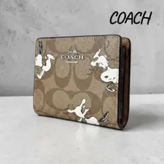 正規品COACH XPEANUTSコラボシグネチャー二つ折りパス財布 CBK56 