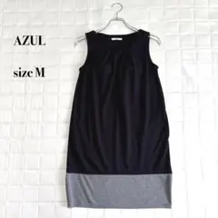 ..AZUL ノースリーブワンピース ひざ丈 ブラック M カップ付きバイカラーのサムネイル