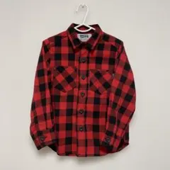 赤黒　チェック柄　フランネルシャツ　キッズ　110cm