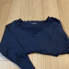 EASTBOY ネイビー ニット レース切替 長袖