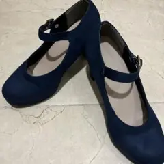 レディースストラップ付きパンプス　ブルー　ヒール　S