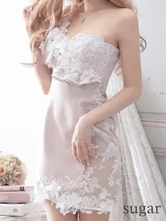 VANESSAHEART ヴァネッサハートホワイトレース袖 Vネックタイトドレス
