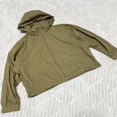 【a3621】UNIQLO 美品 フード付きナイロンジャケット カーキ L