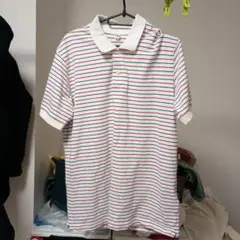 ユニクロ。ドライカノコポロシャツ。XL,白/赤青ストライプ