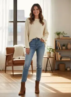 Samansa Mos2 クリーム色 長袖ニット