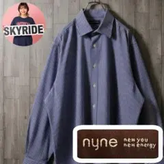 Y2K ナイン シャツ ストライプ柄 ネイビー XXL ゆるだぼ ストリート系