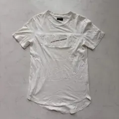 ZARA Tシャツ エンボスロゴ ホワイト M（D411）