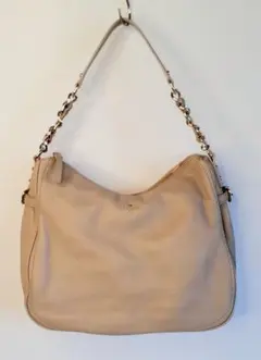 kate spade ベージュ レザー ショルダーバッグ チェーンストラップ