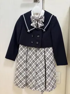 美品　卒園　入学式　ネイビー セーラー襟付きワンピース　フォーマル　120センチ