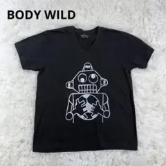 【ボディーワイルド】Tシャツ Tネック 半袖M 黒 ロボット プリント グンゼのサムネイル