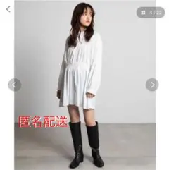 WEGO ギャザーシャツワンピース(ボリュームスリーブチュニック)白ブラウスのサムネイル