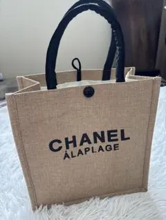 CHANELノベルティジュートトートバッグ A LA PLAGE 非売品 麻 - メルカリ