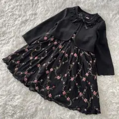 黒の花柄刺繍フォーマルドレス　ボレロセット110㎝