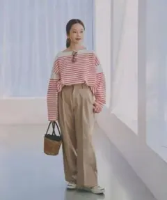 グローバルワーク　EiiS 高山直子さんコラボ　タックワイドチノパン