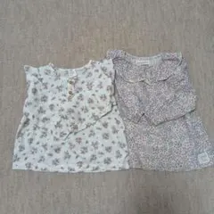 H&M 西松屋 花柄 フリル袖 トップスセット 80cm