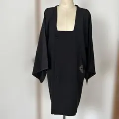正絹　黒道行コート1枚　汕頭スワトウ和装コート未使用品　身丈約83㎝　そうご呉服