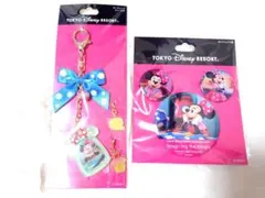 ディズニー　イマジニングザマジック　ミニー　缶バッジ　キーチェーン　2点セット