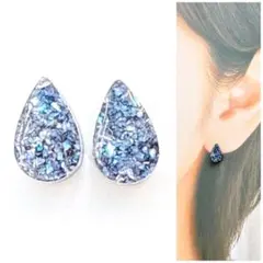 ブラック10mm雫ピアス/イヤリング　人気　再販