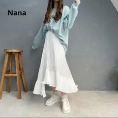【新品タグ跡付】Naraアシンメトリー　シアー　ロングスカート/ホワイト/フリー