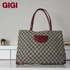 【GIGI】 チェック柄 トートバッグ ベージュ/黒/赤