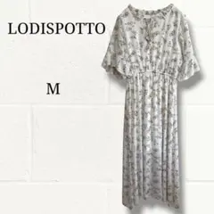 ロディスポット 花柄ロングワンピース M ホワイト 裏地つき ウエストゴムのサムネイル