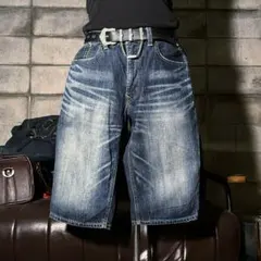 EDWIN VINTAGE W36 ハーフパンツ　デニム　ワイド　色落ち　腰履き