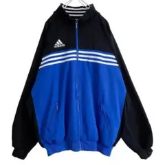 90s 海外古着 adidas ロゴ刺繍 3ライン トラックジャケット ジャージ