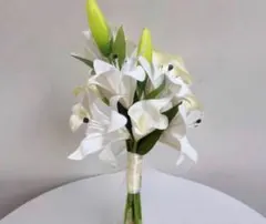 アーティフィシャルフラワーブーケカサブランカカラーリリーブーケホワイト造花ブーケ