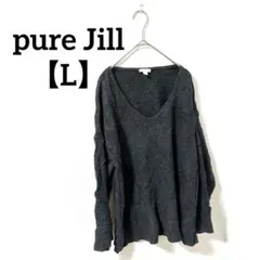 pure Jill 【L】ダークグレー Vネックセーター 秋冬服 レディース