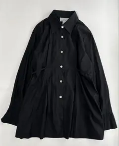 組曲 KUMIKYOKU ブラックシャツブラウス タック コットン 長袖 春 黒