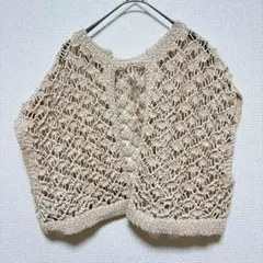 半袖カーディガン ボレロ 羽織 F レース編み ベージュ おしゃれ かわいい