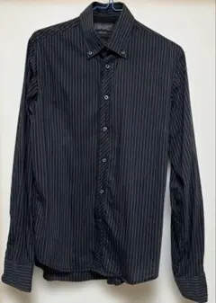 ZARA MAN SLIMFIT長袖シャツ 黒色 ブラック ストライプ柄のサムネイル