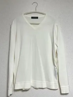 アイボリー Vネック 長袖カットソー【メンズ】