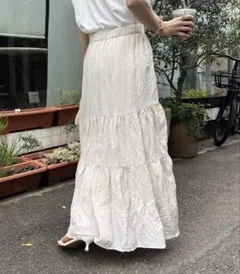 DISCOAT 【サイズ展開あり】サテンワッシャーボリュームティアードスカート