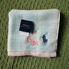 Polo Ralph Lauren 水色 チェック タオルハンカチ