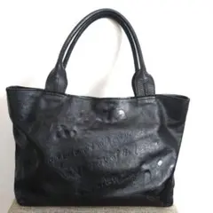 極美品 Dakota ダコタ トートバッグ レザー ロゴ型押し ブラック 