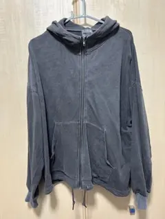 ビンテージ加工ジップアップパーカー　M グレー　メンズ