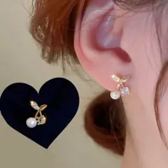 さくらんぼ　ピアス　両耳　パール　入学式　入園式　チェリー