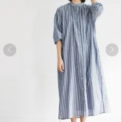 アヴェクモワ ストライプロングシャツワンピース