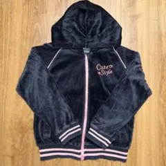 パーカー フーディ フード ブラック ピンク ベロア 冬服 子供 キッズ 130