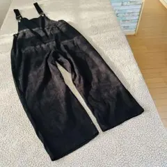大きめ♣︎シーイン♣︎コーデュロイ オーバーオール【1XL】黒 ワイドパンツダボゆる