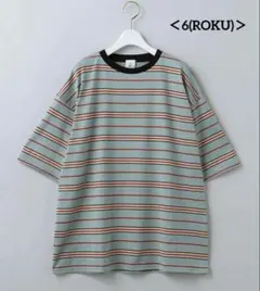 新品 6(ROKU) コットンナイロン ショルダー ステッチ Tシャツ グレー